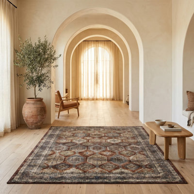 Tapis lavable rétro pour couloir, salle à manger et salon