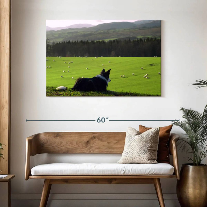 Brampt Dog Counting Sheep, 30" H x 45" W