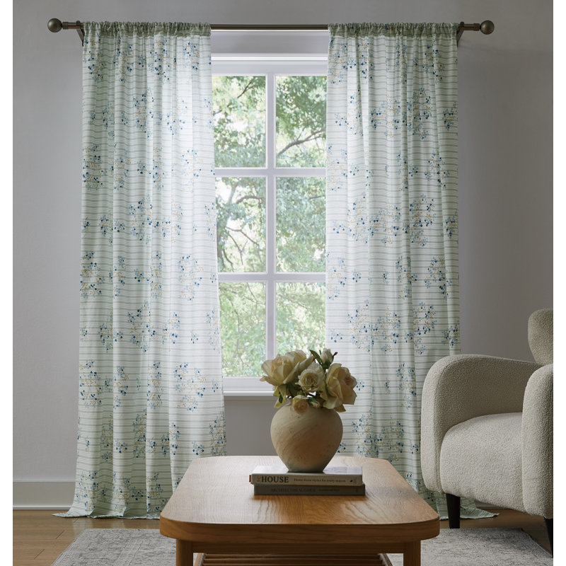  Emma Floral Drape Panel Pair, Blue, 50" W x 84" L
