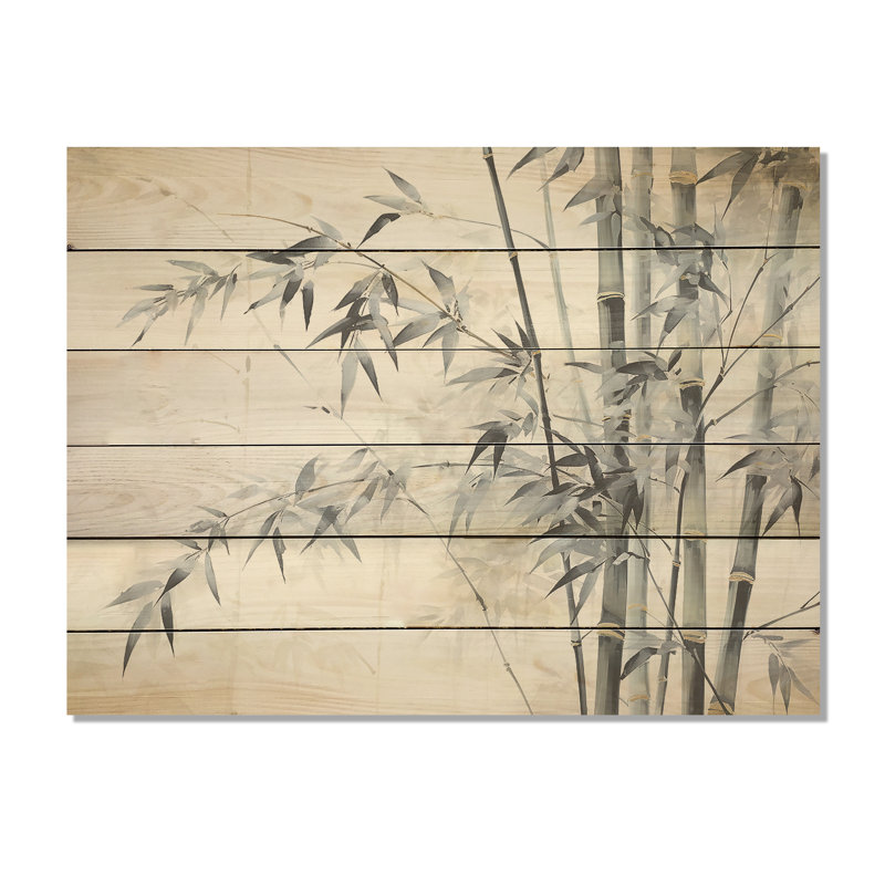 Bambou sauvage noir et blanc - Art mural en bois de bambou sur bois de pin naturel, H 10 po x l 20 po