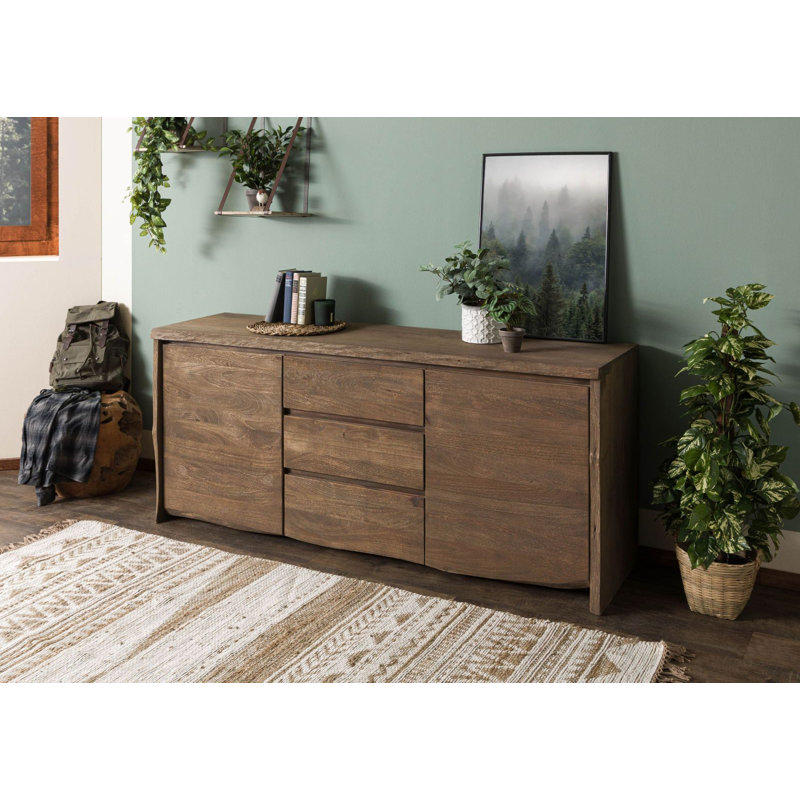 Pure Mango 185cm Solid Wood Sideboard, Brown/Sandblasted