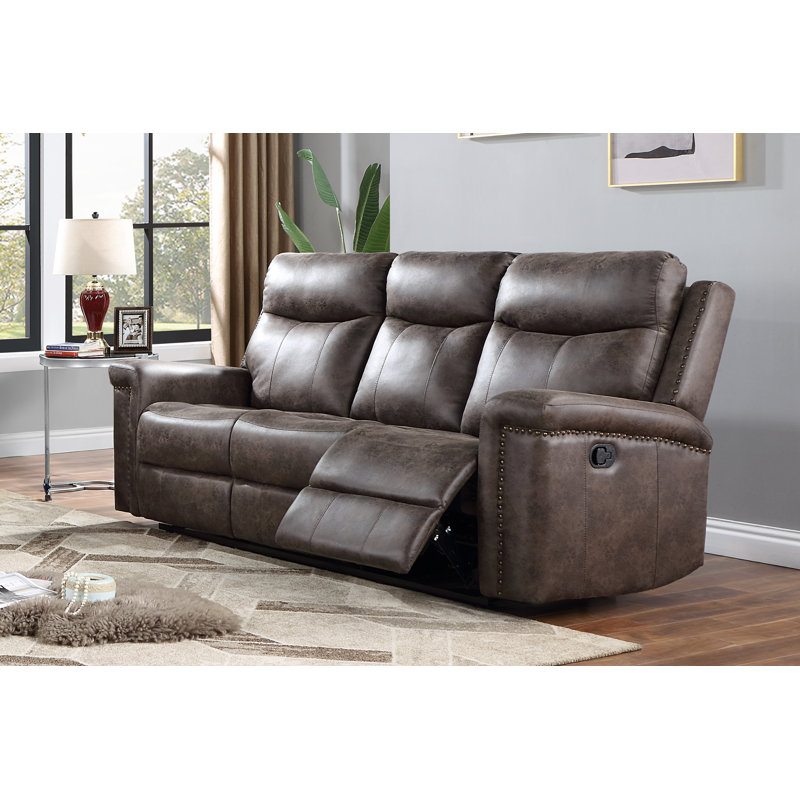 Annakiya 82.25'' Square Arm Reclining Sofa, Manual - Push Button