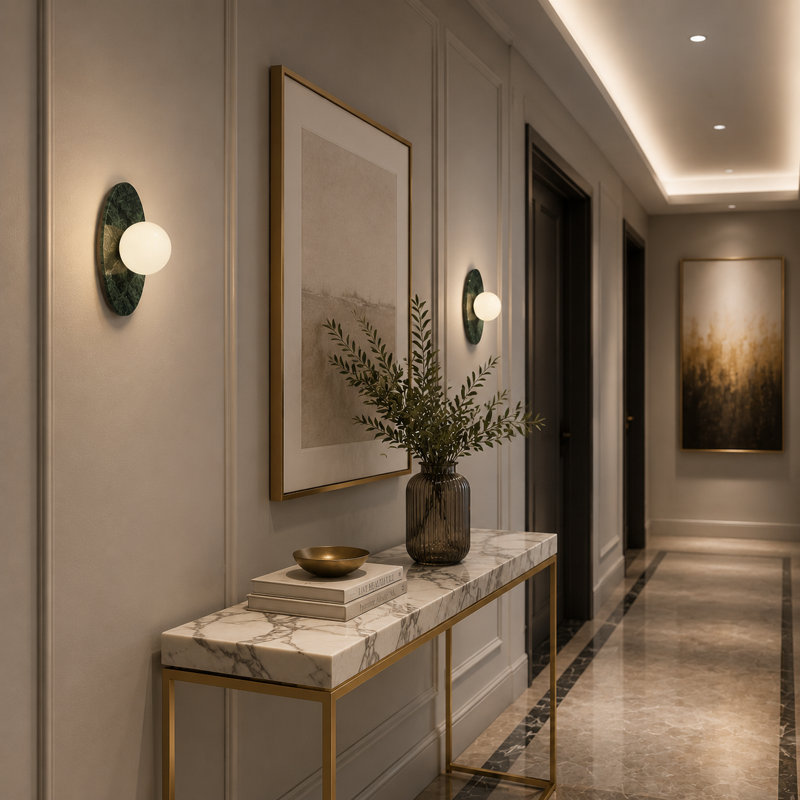 1- Light Dimmable Milky Glass Wall Sconce