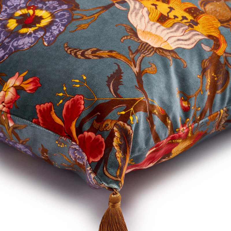 Artemis Throw Square Pillow Cover & Insert, 23.62"H x 23.62"W, Petrol Floral