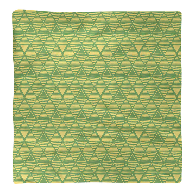 Serviette de table en coton à triangles dessinés à la main, Vert/jaune, H 0,1 po x l 22 po x P 22 po