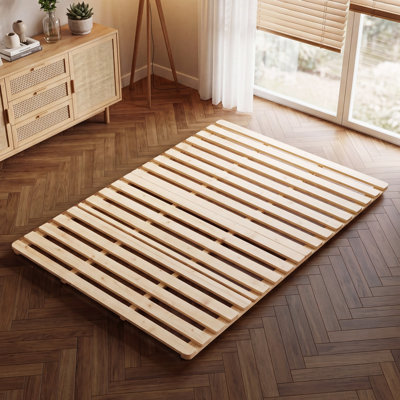 Solid Pine Wood Foldable Slatted Bed, Japanese Bed Frame, Beds Plate for Floor