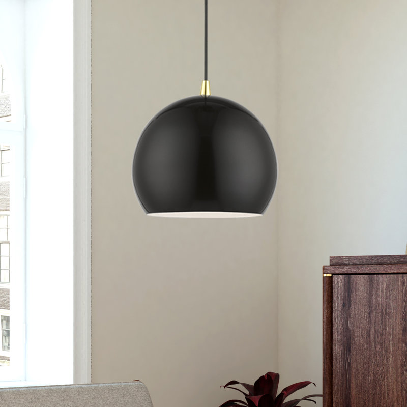 Luminaire suspendu 1 lumière Marmolejo, Noir brillant