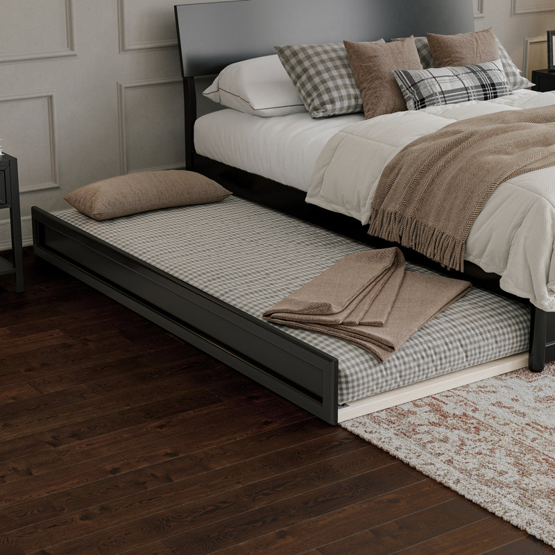 Lit plateforme en bois avec couchette Norla, Queen, Black