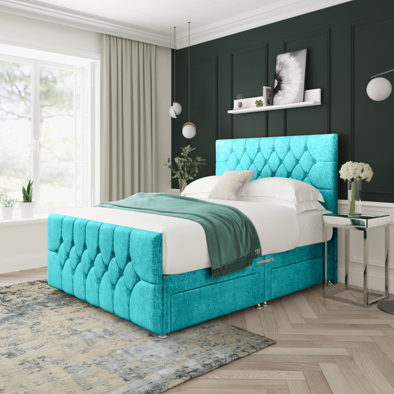 Upholstered Bed, Small Single (2'6), Teal