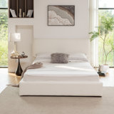 Upholstered Bed - Queen Size - Cream Boucle Performance Fabric