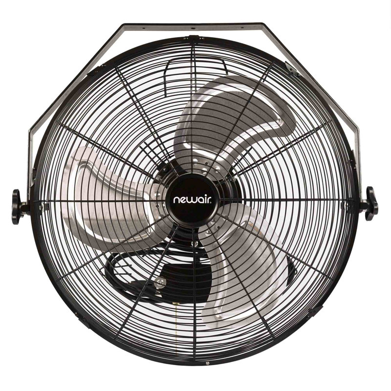 Ventilateur mural haute vitesse 18 po Newair, ventilateur d'extérieur robuste, inclinaison réglable et 3 vitesses jusqu'à 4012 pi3 / min, interrupteur à chaîne