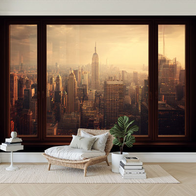 Papier peint adhésif auto-adhésif moderne l 96 "x H 69" pour chambre à coucher Skyline Sunset