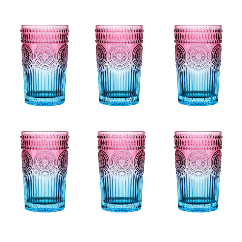 12oz.drinking Glass Set (set Of 6), Red/Blue