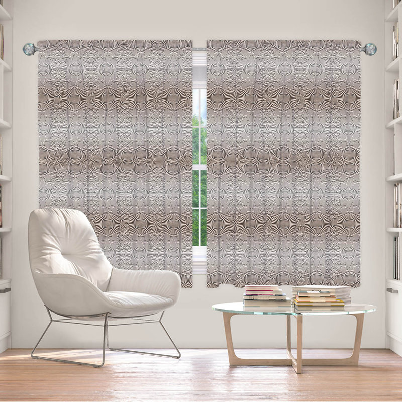 Paire de rideaux obscurcissant en polyester Birty, L 40 po x L 52 po, Gris / Brun clair