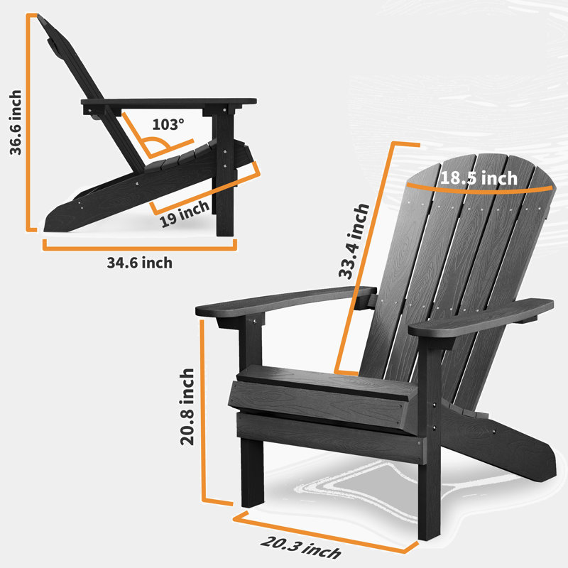 Lorrona Outdoor Adirondack Chair, Black