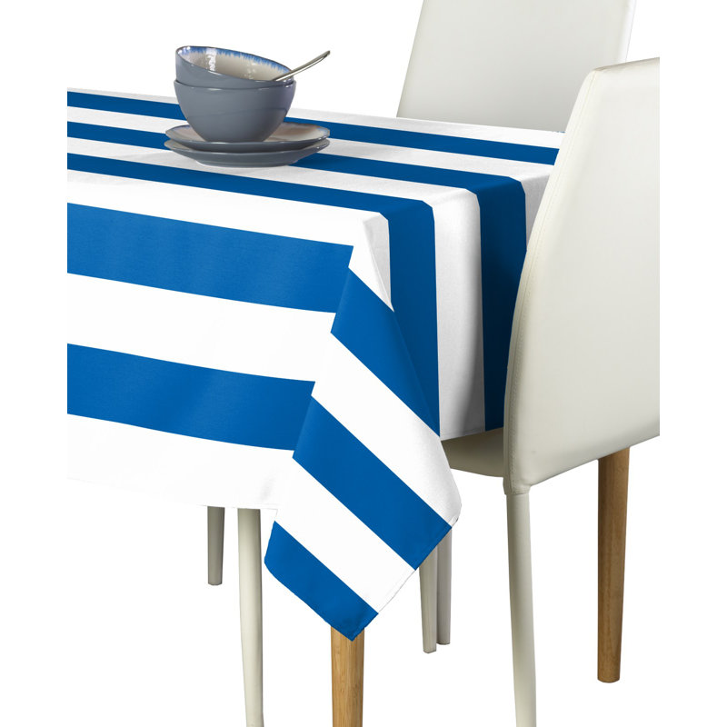 Milliken Signature Cotton Striped Tablecloth Rectangular Ervin Stripe, 104" L x 60" W, Royal