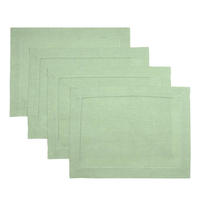 Ensemble de 4 napperons Signature en lin 100% lin pur Signature, Vert sauge