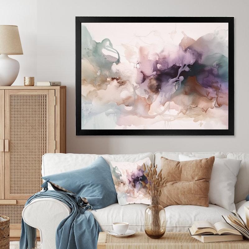 «Brown Abstract Delicate Marble III», reproduction d'art sur toile encadrée, Cadre photo noir, H 12 po x l 20 po x P 1 po