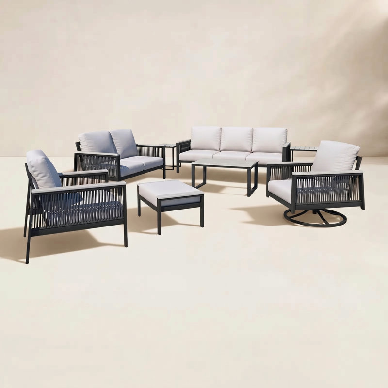 Ensemble de conversation avec coussins Sunbrella Townsend, Tissu blanc Sunbrella®