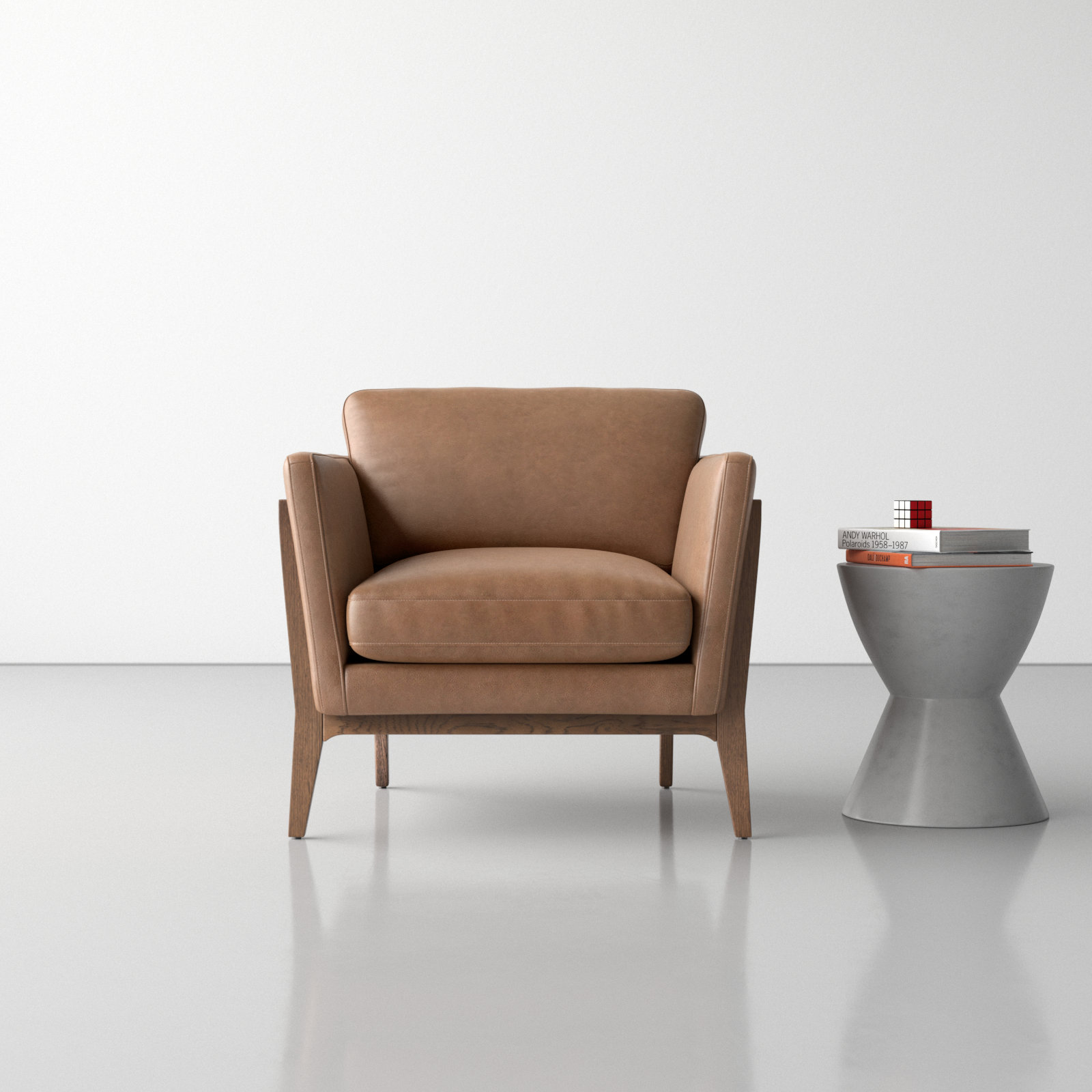 Kenia Upholstered Armchair, Distressed Natural, Palermo Drift Top Grain Leather