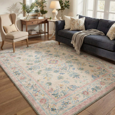 Tapis bleu pastel 5 x 7 pi