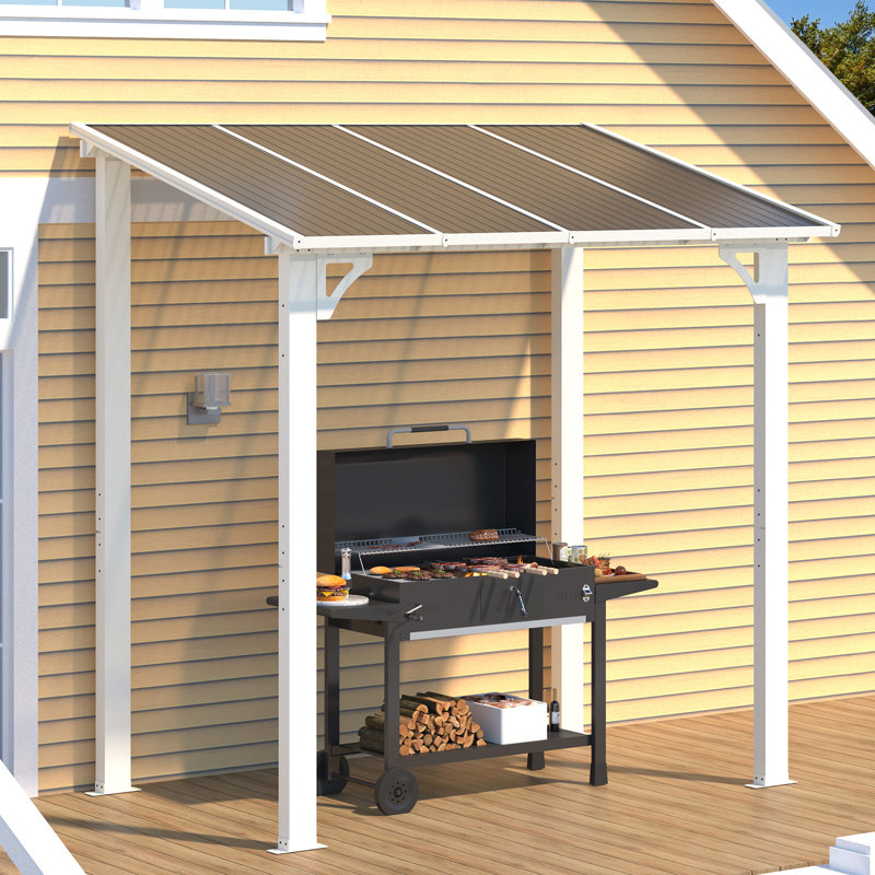 Pergola en aluminium avec auvent, Blanc, 8 pi x 5 pi