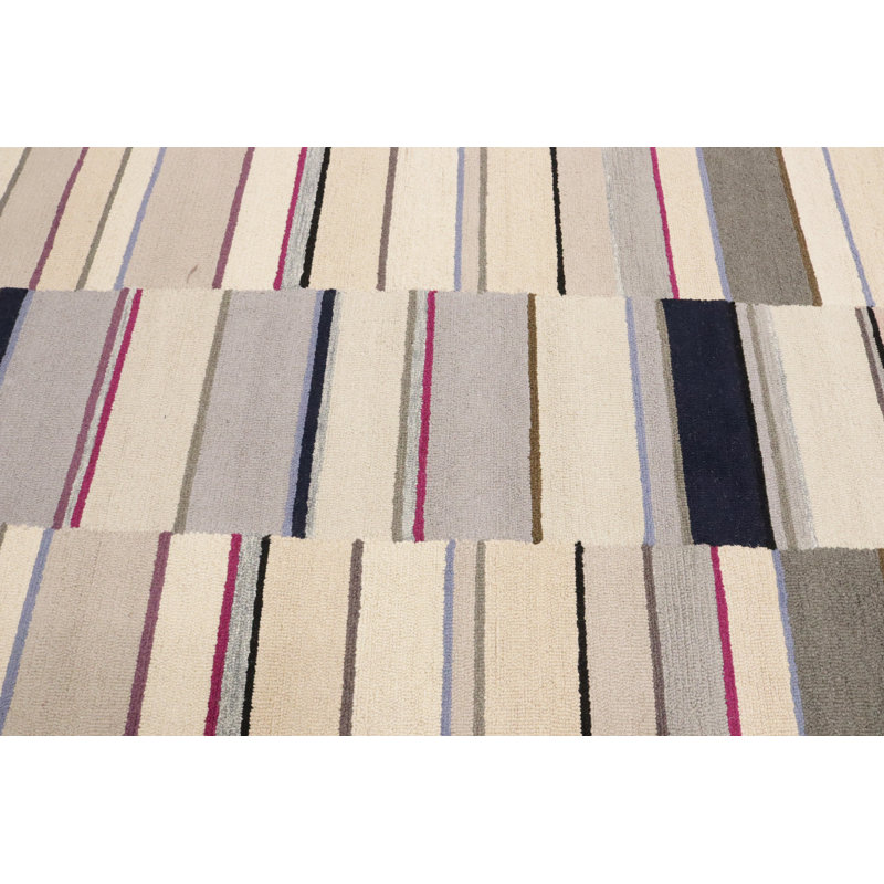 Janeczka Stripes Hand-Tufted Modern Rectangle 5' X 8' Area Rug Multicolored