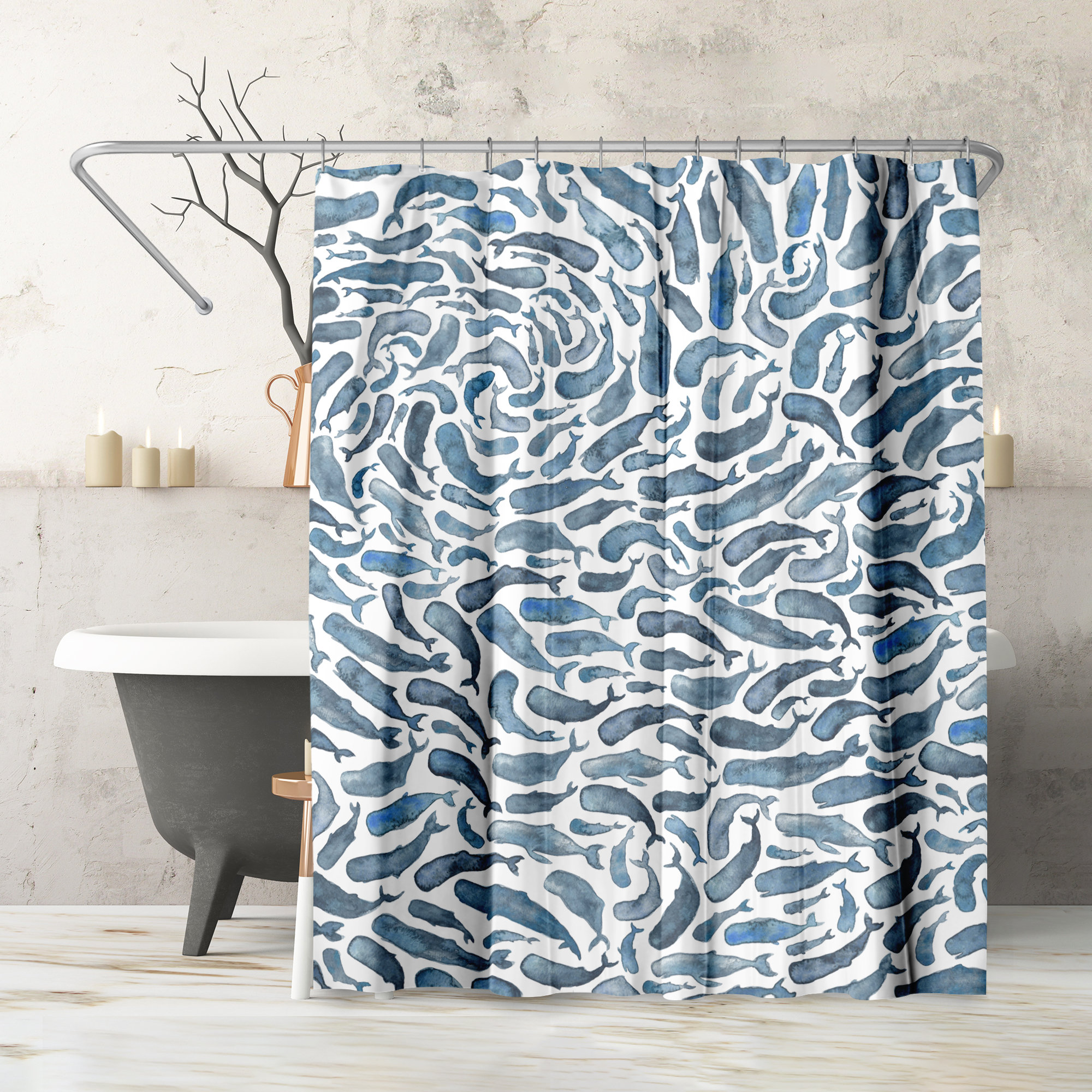 Shower Curtain Shark, Funny Ocean-themed Shower Curtain Set With 12 Hooks,  Cool Waterproof And Mold-proof Bathroom Curtains