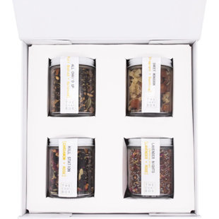 The Chai Box: The Ultimate Chai Lover's Gift - (4) pots en verre de 10 oz de thés en feuilles mélangés à la main, 4 saveurs vibrantes, les choses préférées d'Oprah