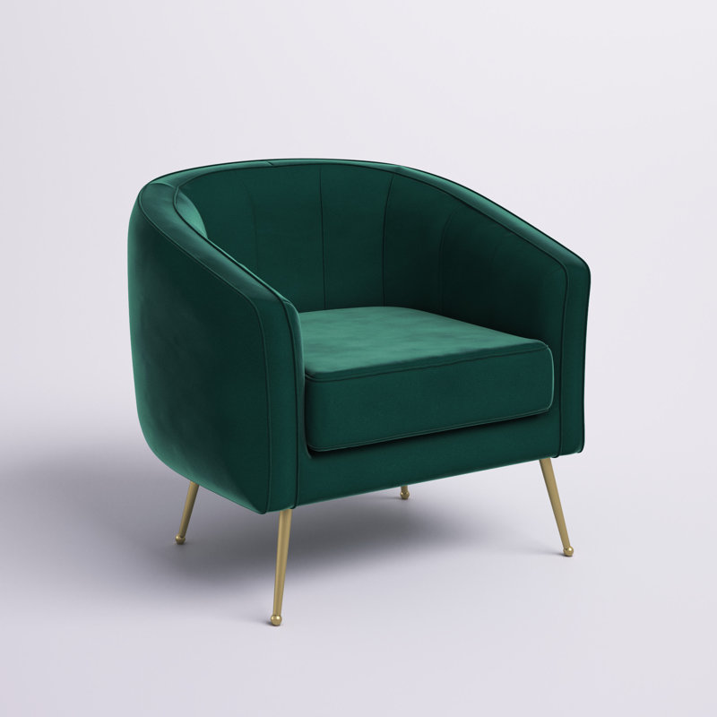 Lucciano Velvet Barrel Chair, Green