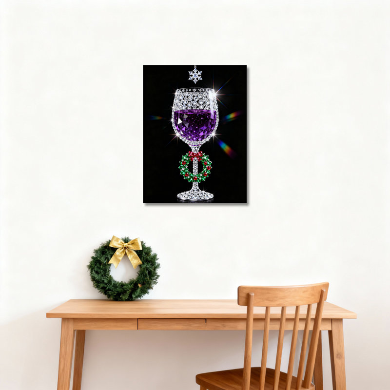 Verre à vin, art mural sur toile, H 36 po x l 24 po