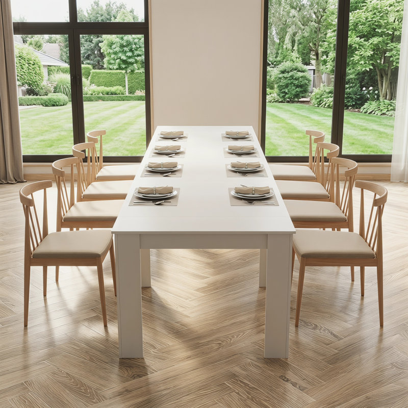 Table de salle à manger multifonctionnelle extensible, Blanc