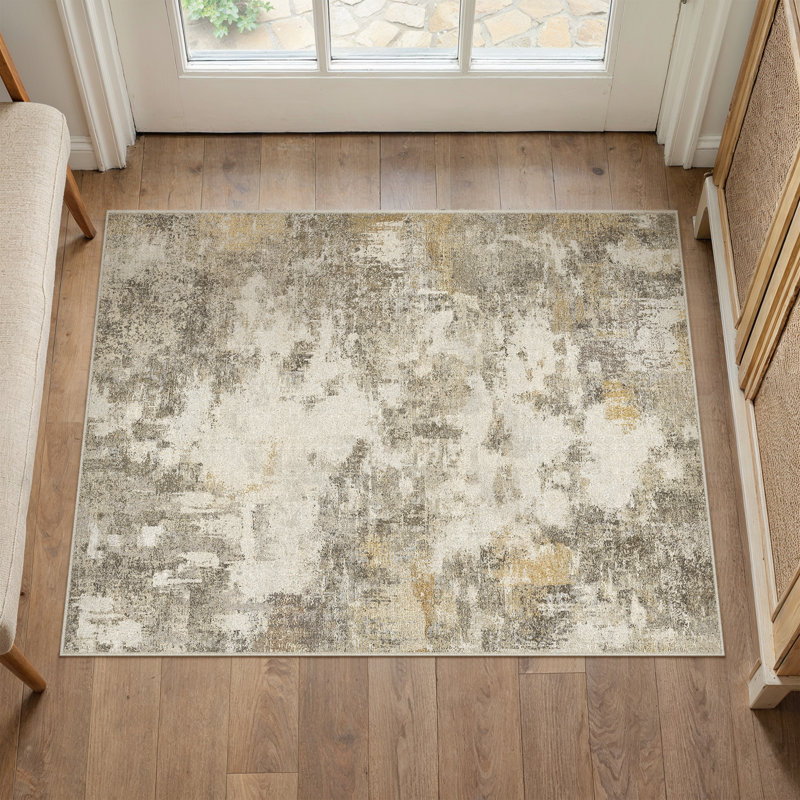 Tapis Miro abstrait moderne, lavable à la machine avec envers antidérapant, Rectangulaire 2 pi x 3 pi