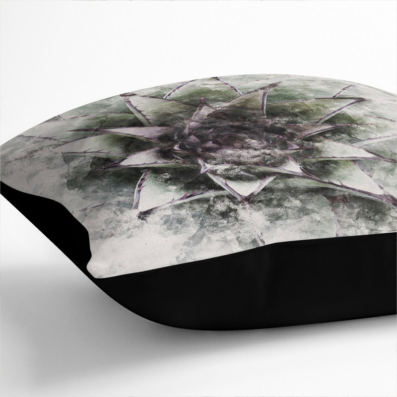 The Succulent Plant Scatter Cushion, 55cm H x 55cm W x 20cm D, Black