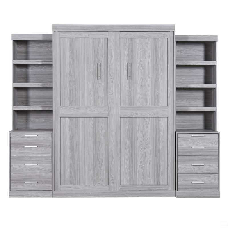 Full Size Murphy Bed With Storage Shelves And Drawers