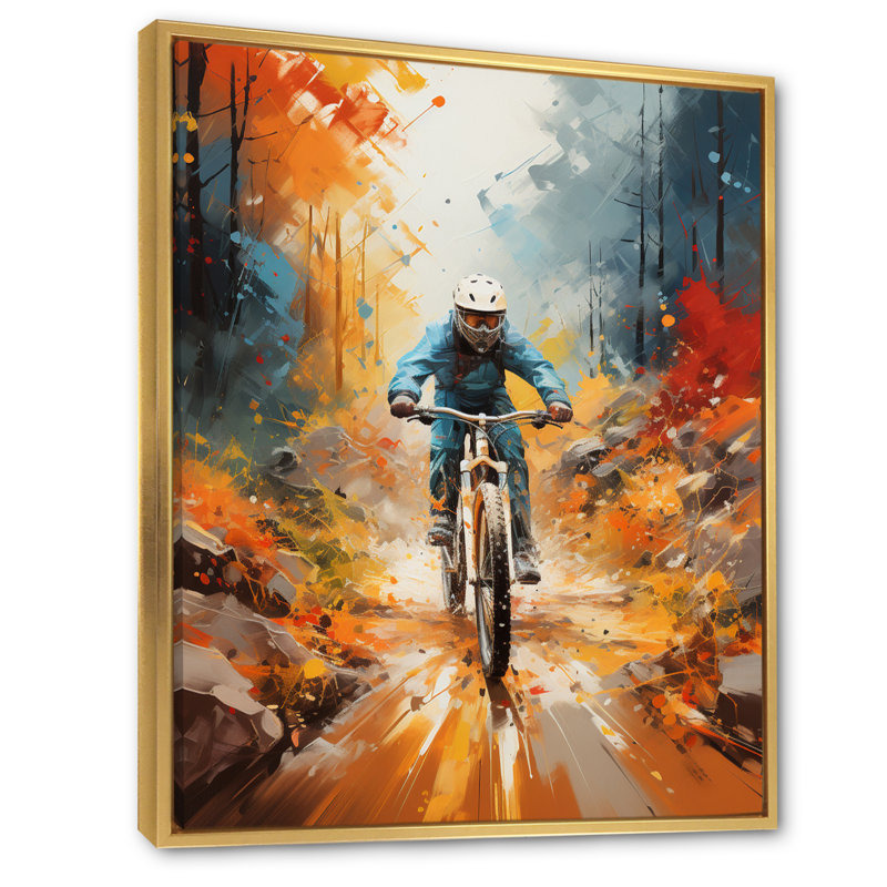 Coran Bicycle Abstract Trails An II, reproduction d'art sur toile, Cadre flottant doré, H 32 po x l 16 po x P 1 po