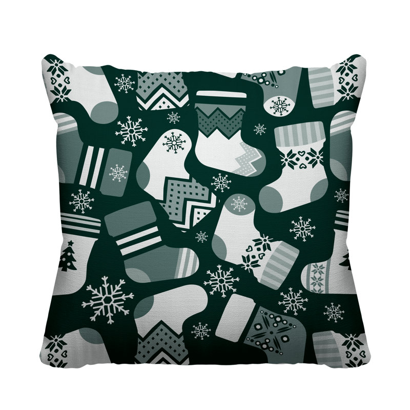Christmas Stockings Indoor/Outdoor Throw Pillow, Green, 17H" x 17W"