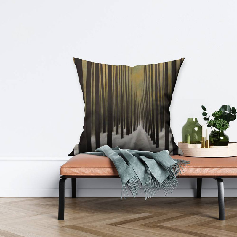 Hiking in the forest - 26"x26" Throw pillow - Poly twill - Print on demand, 26" H x 26" W, Polyester/Polyfill