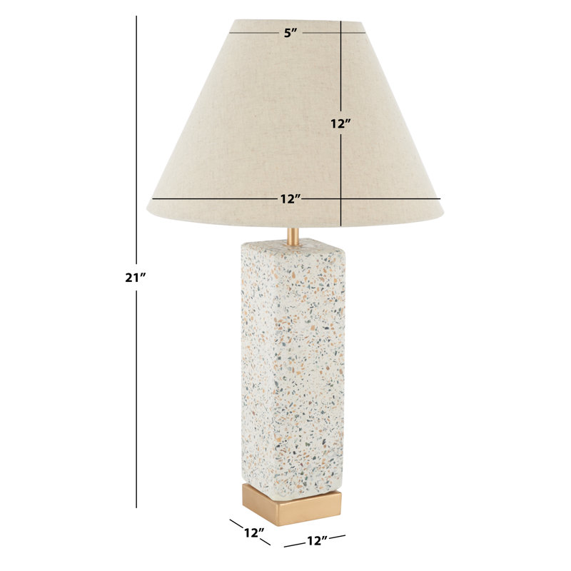 Natural Concrete Table Lamp with Off-White Linen Shade