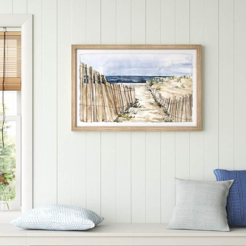 Clôture de plage inclinée - Peinture encadrée, H 24 po x l 36 po x P 1,5 po
