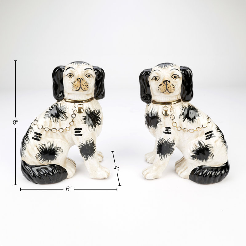 Paire de chiens 8 "Saunders Staffordshire, Noir