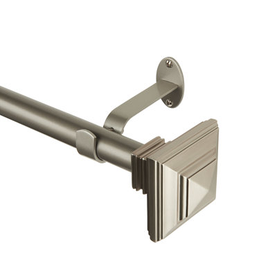 Brenton Single Curtain Rod with Stacked Square Finial