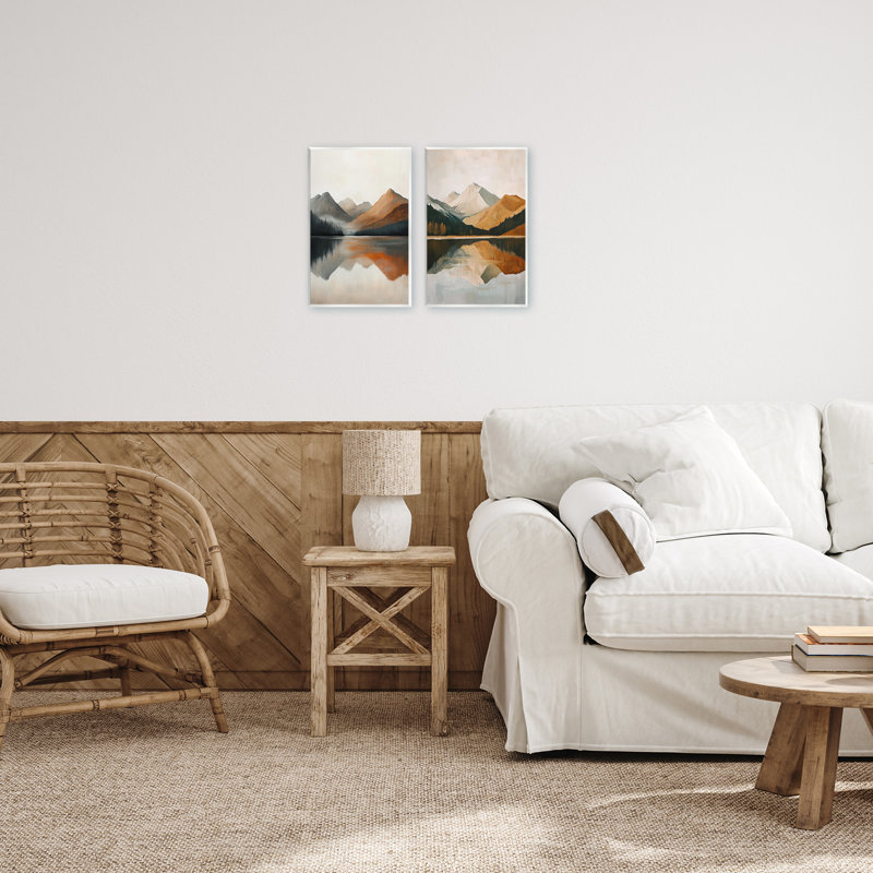 Ensemble de 2 plaques murales Reflections Mountains and Lake, design par Petal Prints Design, H 15 po x l 20 po