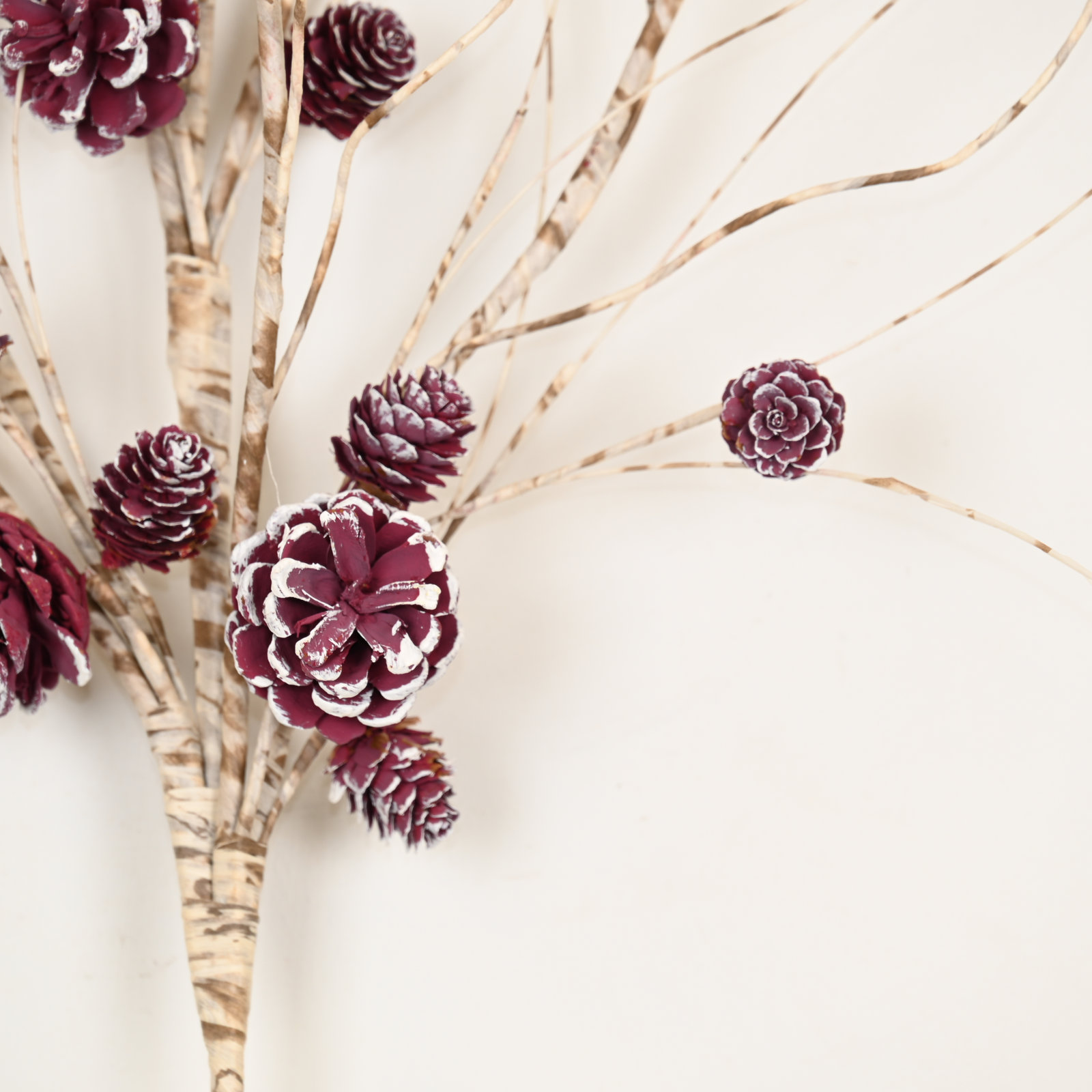 Birch Frosted Pinecone Stems, Purple