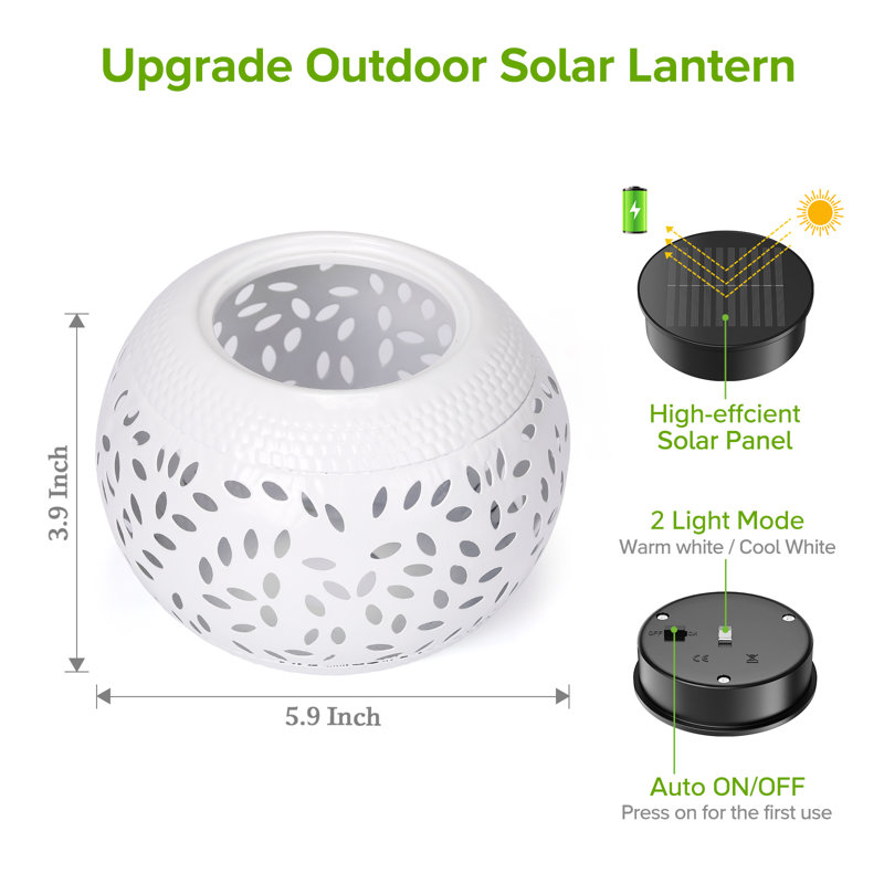 Solar Table Lanterns Outdoor Waterproof - Led Lamp White Metal Table Lights -solar Powered Decorative Lantern For Desk Patio Garden Pathway Yard