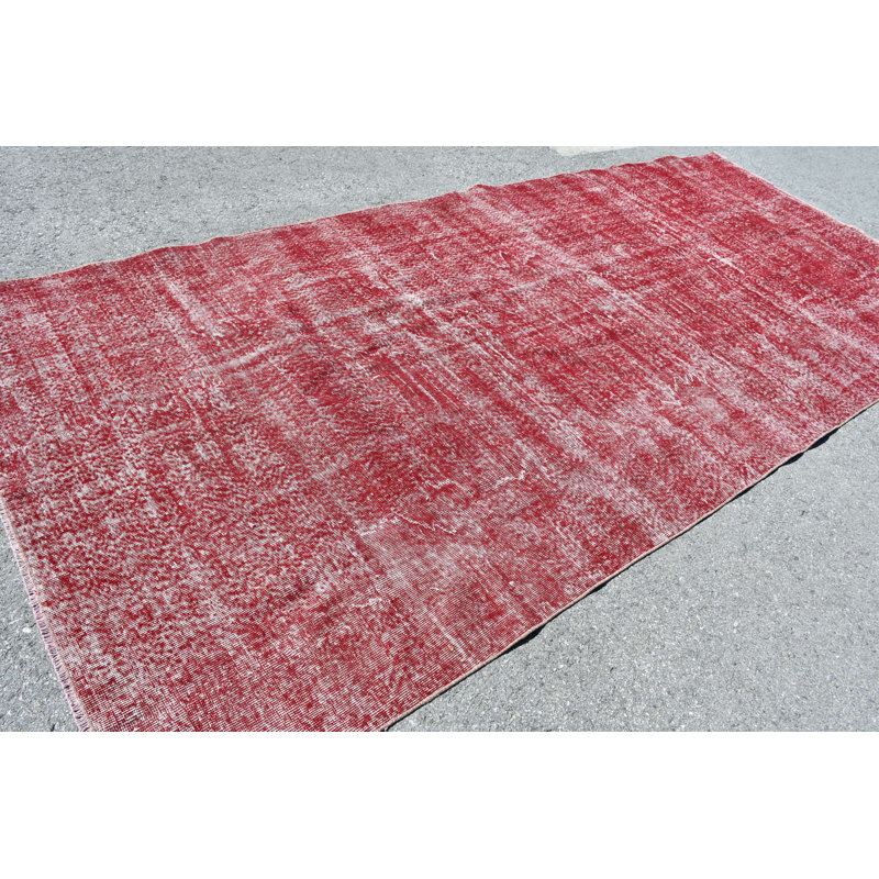 Tapis turc Oushak unique fait à la main en rouge vif pour décoration de plancher de maison ou de bureau rouge / beige