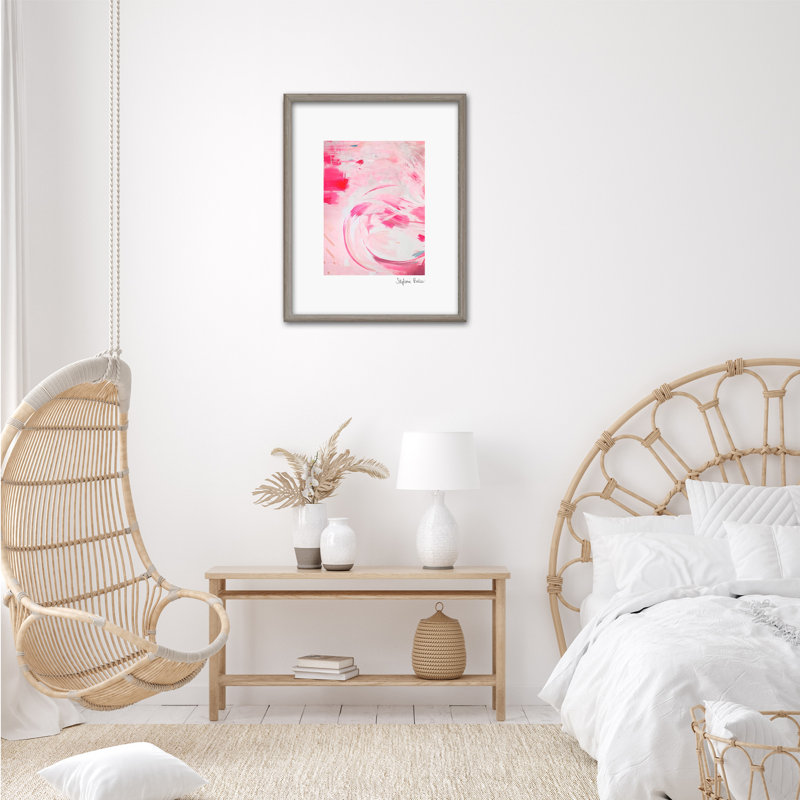 Abstract Fuschia I by  - Painting, Framed Matted Print, Gray, 24" H x 16" W x 1.125" D