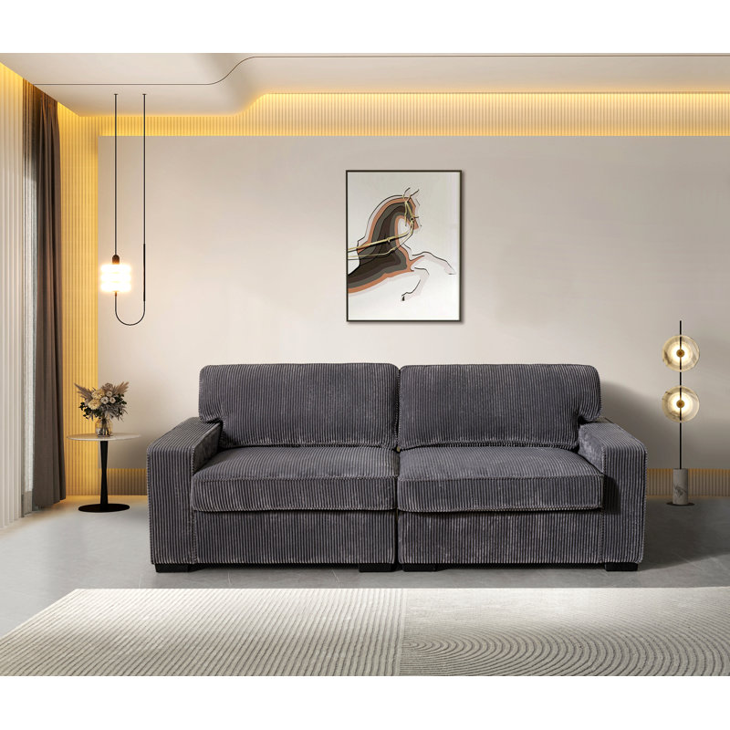 Causeuse pour chambre à coucher, tissu de velours, Gris