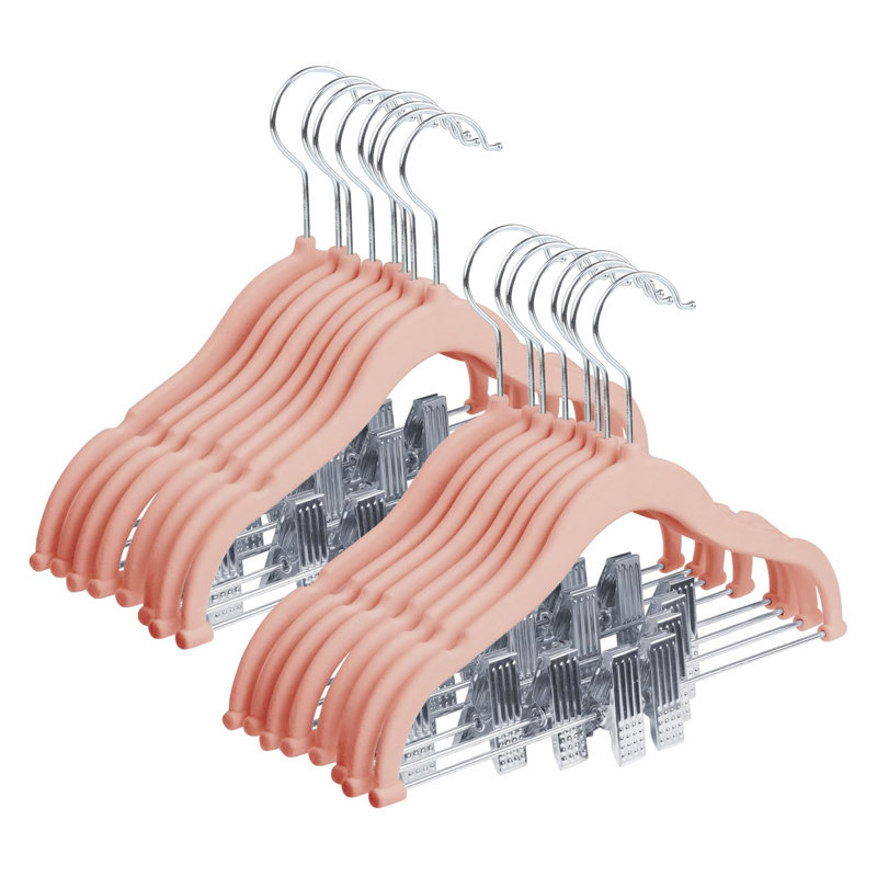 Bairiki Velvet Hangers With Clips, Pink