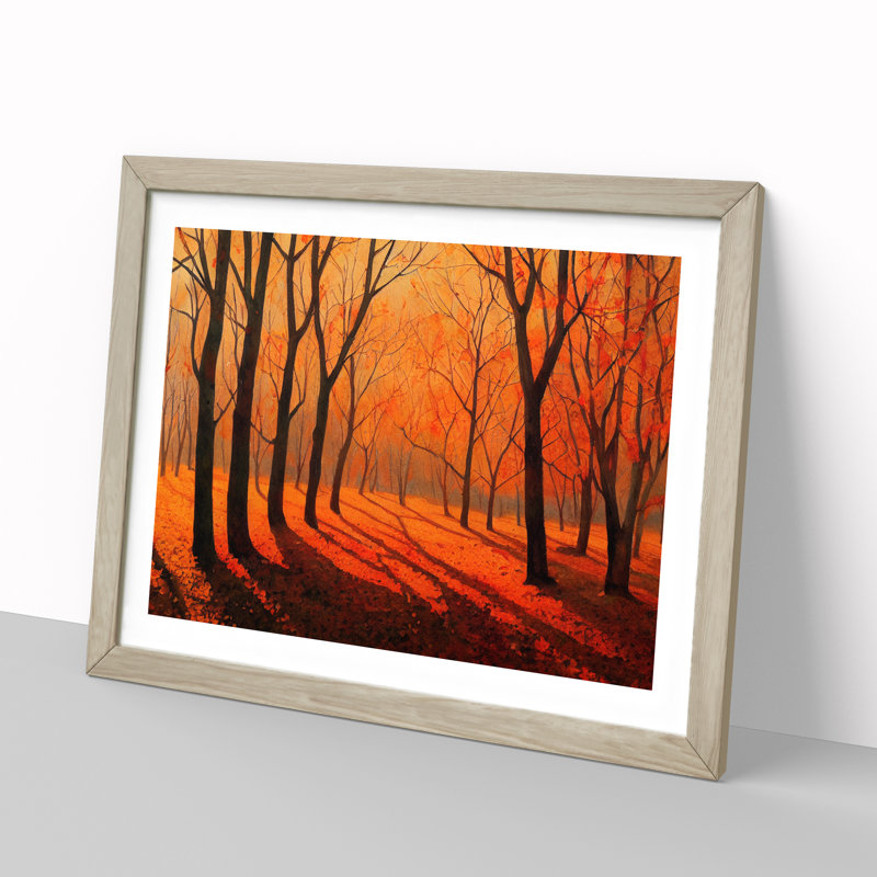 Electrifying Autumn Forest - Single Picture Frame Painting, 25cm H x 34cm W x 2cm D, Oak
